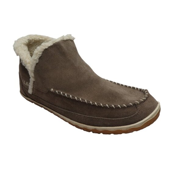 LL Bean Brown Suede Fleece Lined Mountain Slipper Boot Mocs WOmens 10 - Picture 1 of 13